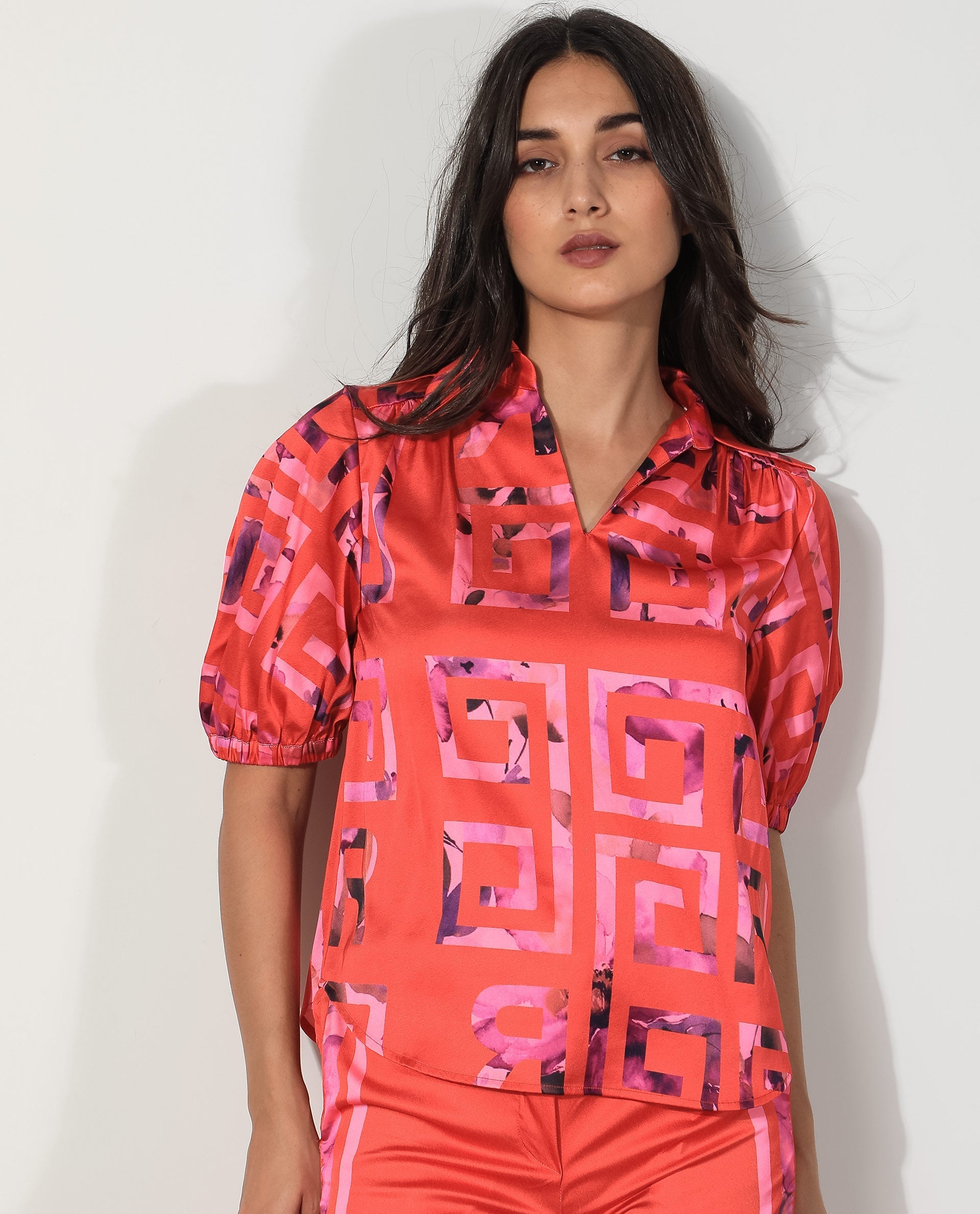 WOMEN'S MCLEAN PINK SHRUG POLYESTER FABRIC SHORT SLEEVES PRINTED