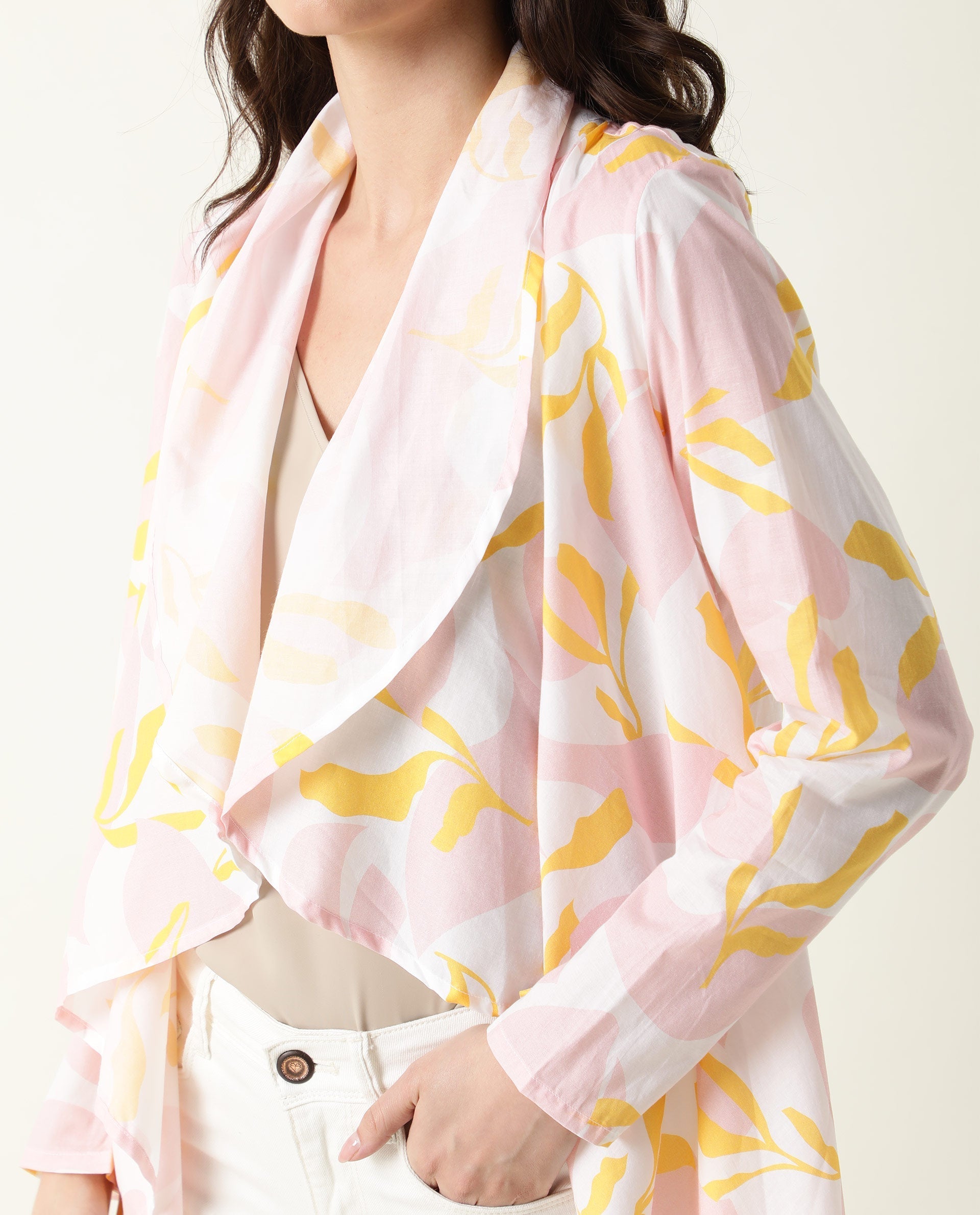 WOMEN'S NOKI PINK OUTER WEAR FULL SLEEVES PRINTED