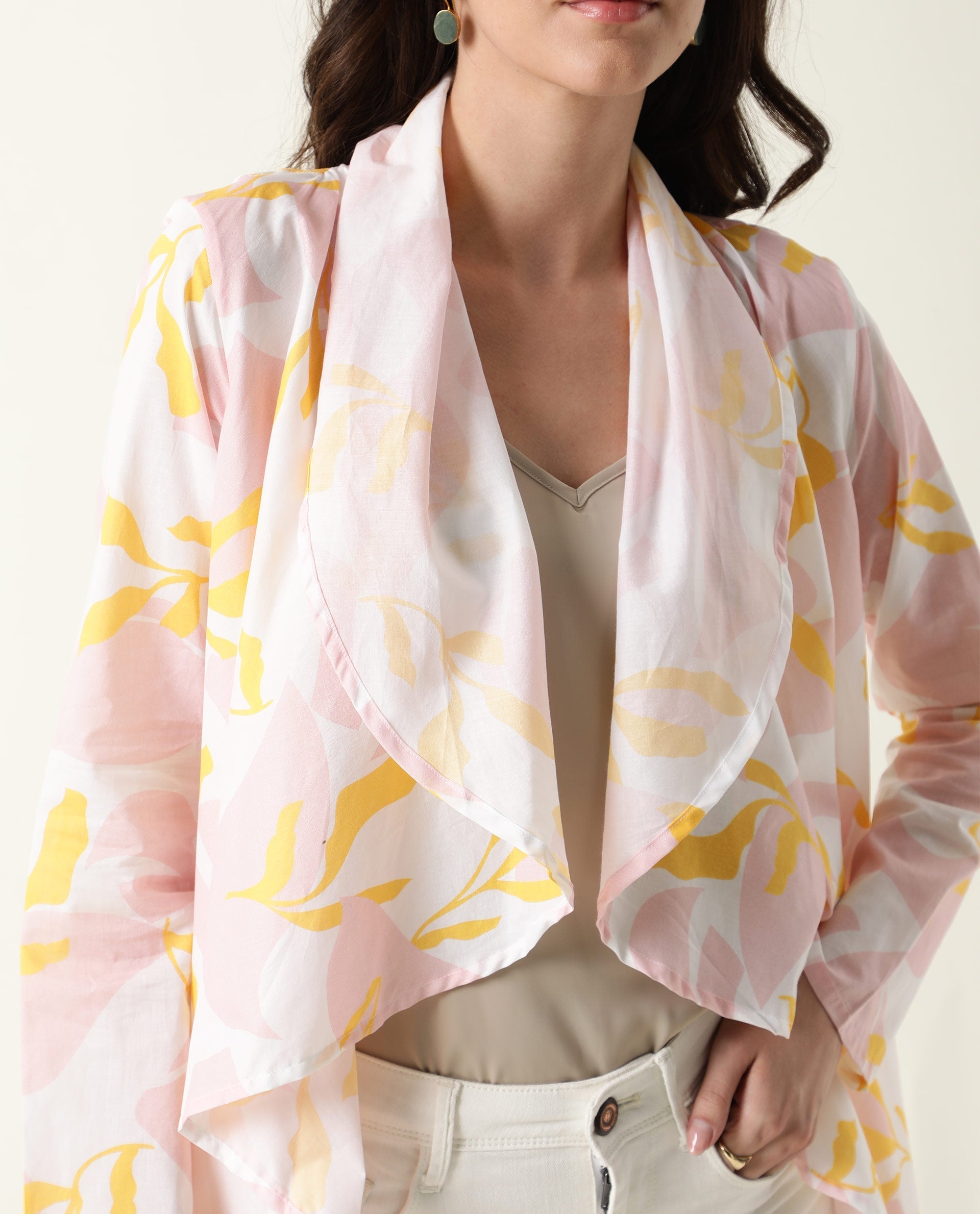 WOMEN'S NOKI PINK OUTER WEAR FULL SLEEVES PRINTED