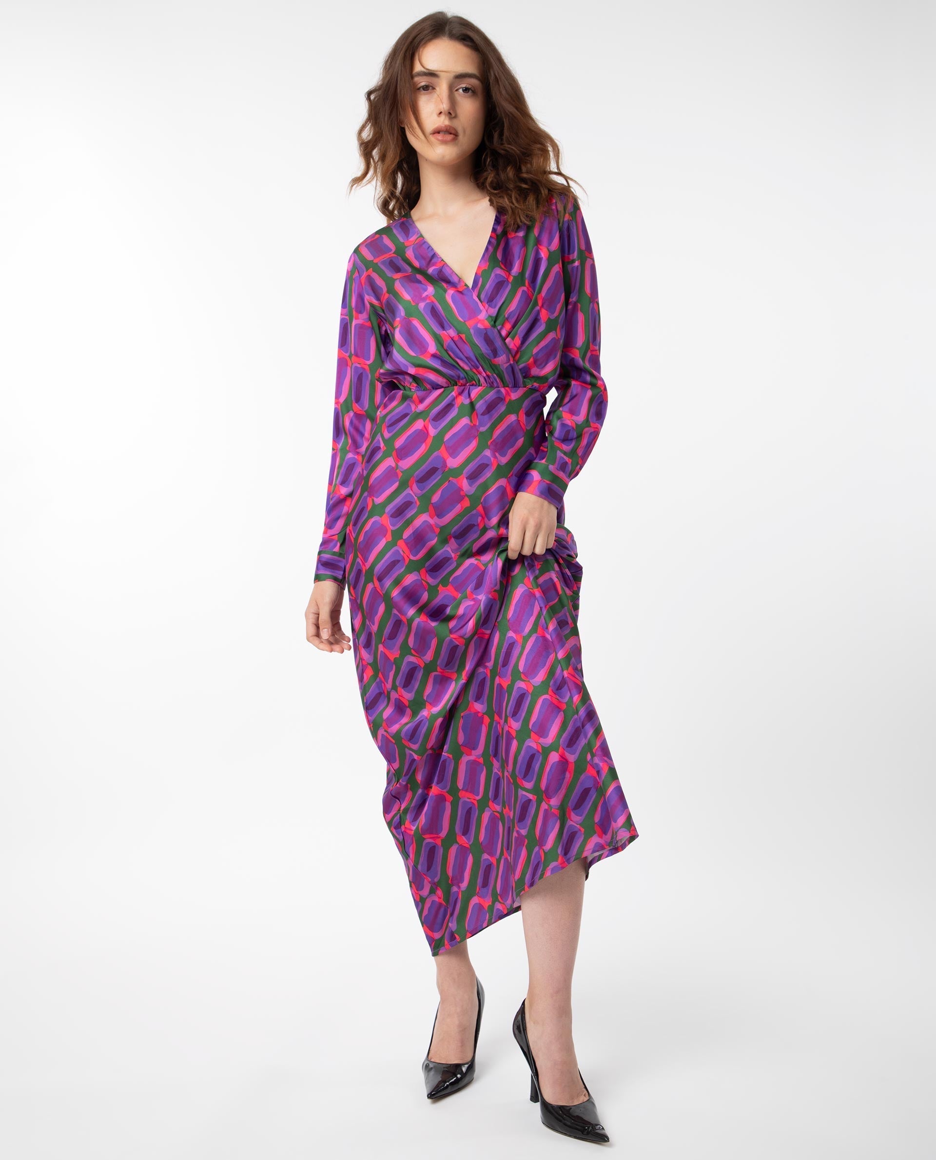 WOMEN'S KENRA PURPLE DRESS POLYESTER FABRIC PRINTED