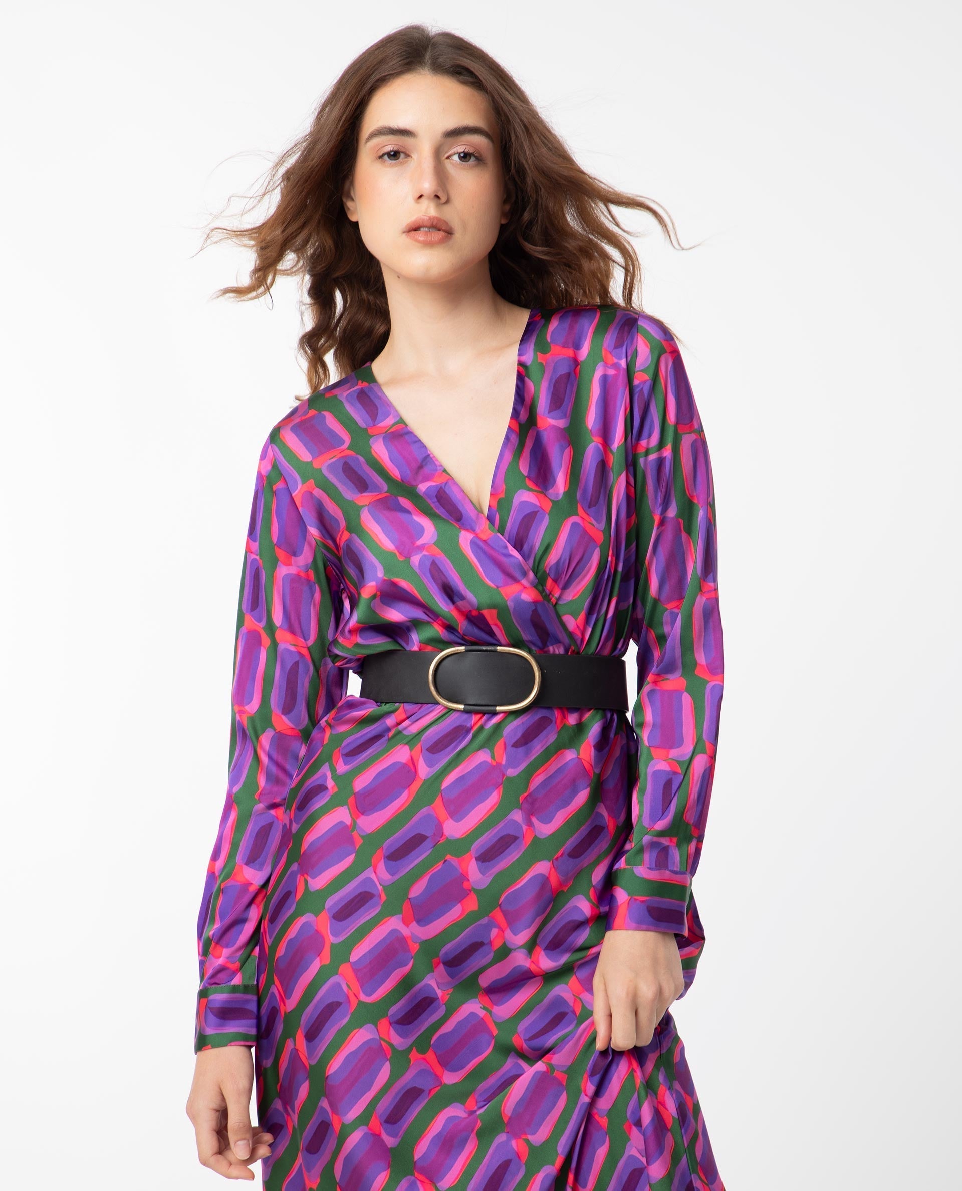 WOMEN'S KENRA PURPLE DRESS POLYESTER FABRIC PRINTED