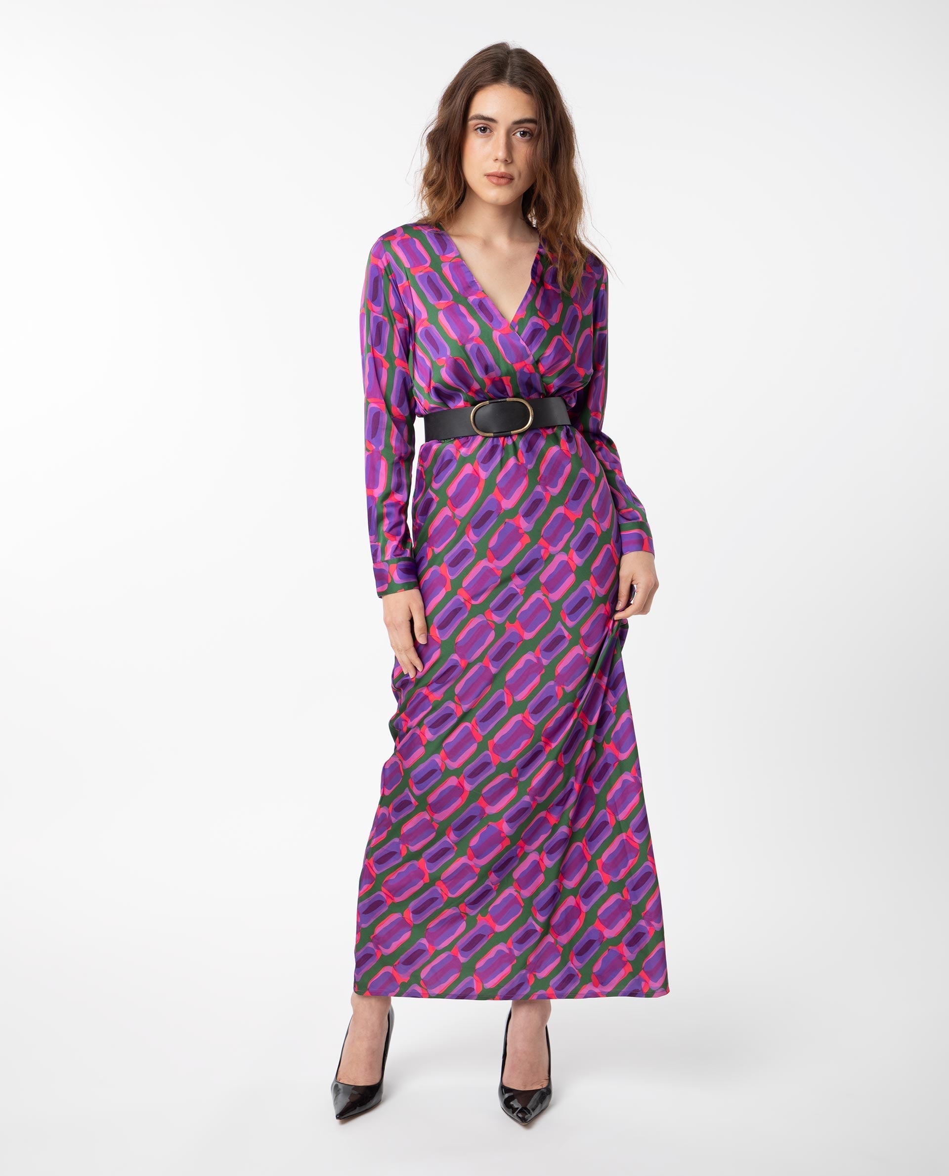 WOMEN'S KENRA PURPLE DRESS POLYESTER FABRIC PRINTED