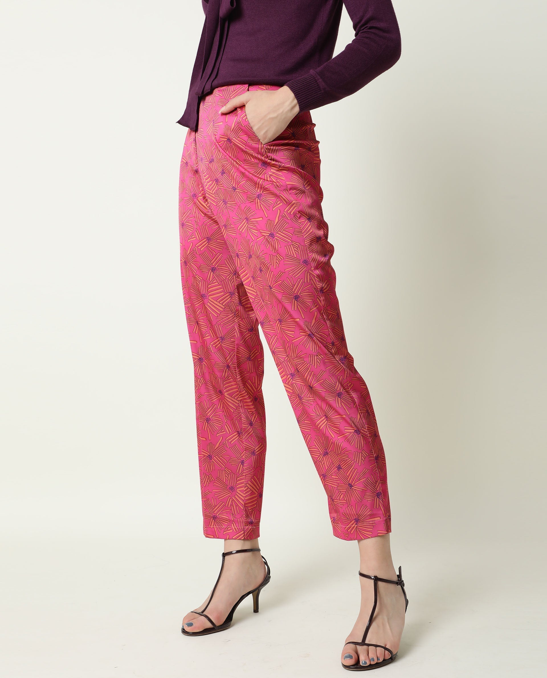 WOMEN'S CATEPIL PINK TROUSERS MODAL FABRIC SOLID