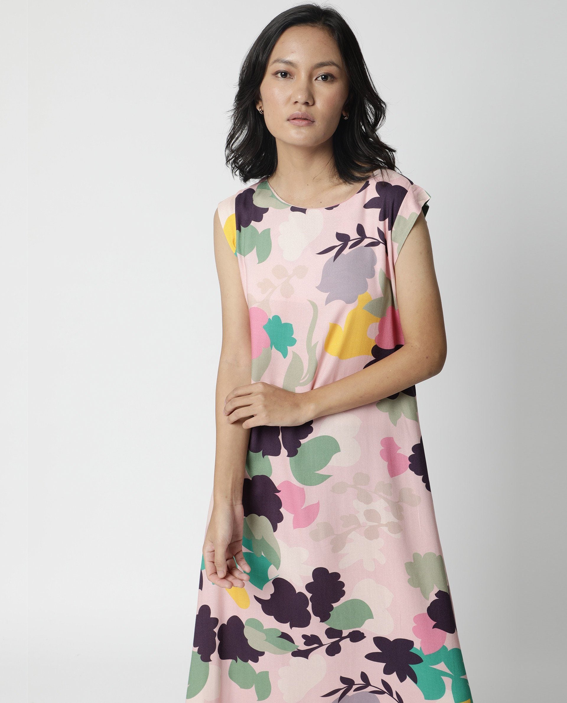 WOMEN'S MONA PINK DRESS SLEEVELESS PRINTED