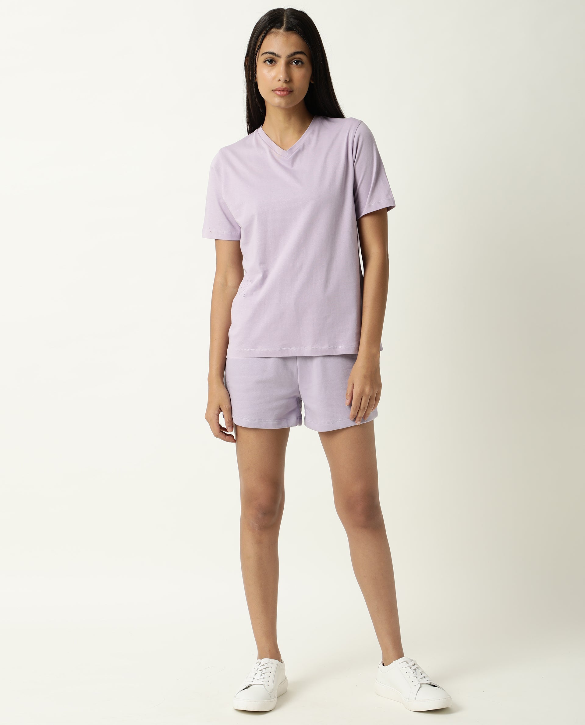 V-NECK TEE POWDER LILAC WOMEN