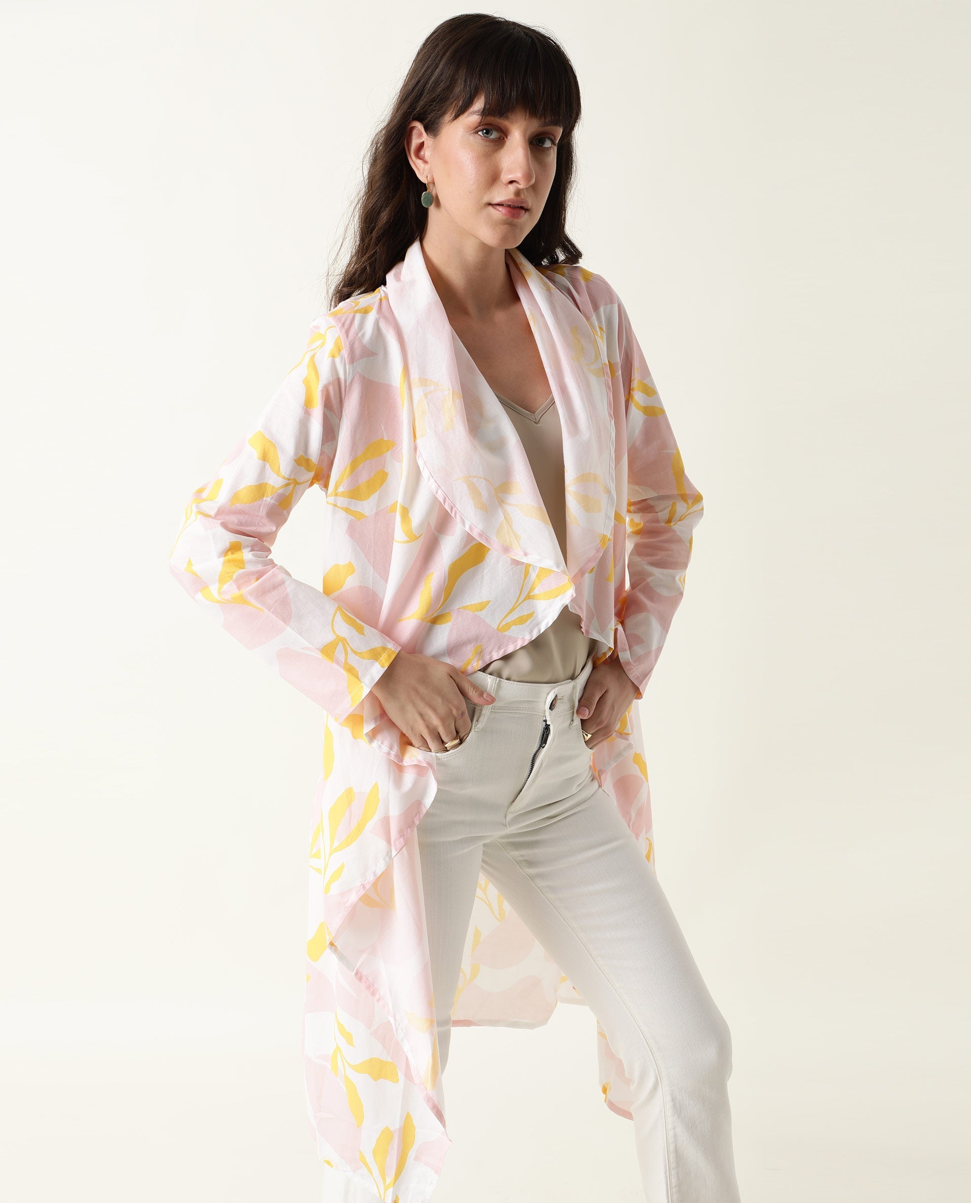 WOMEN'S NOKI PINK OUTER WEAR FULL SLEEVES PRINTED