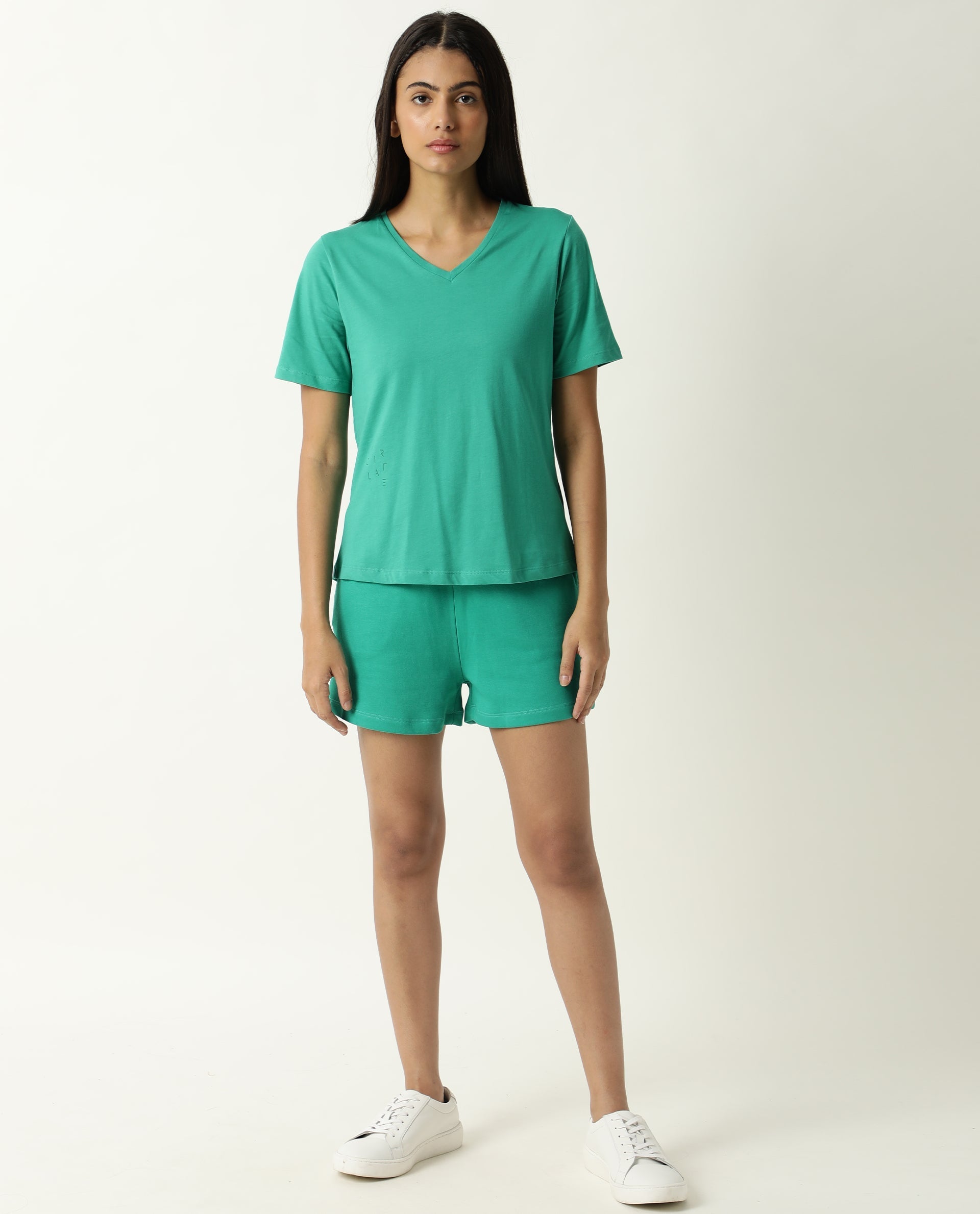 V-NECK TEE EMERALD GREEN WOMEN