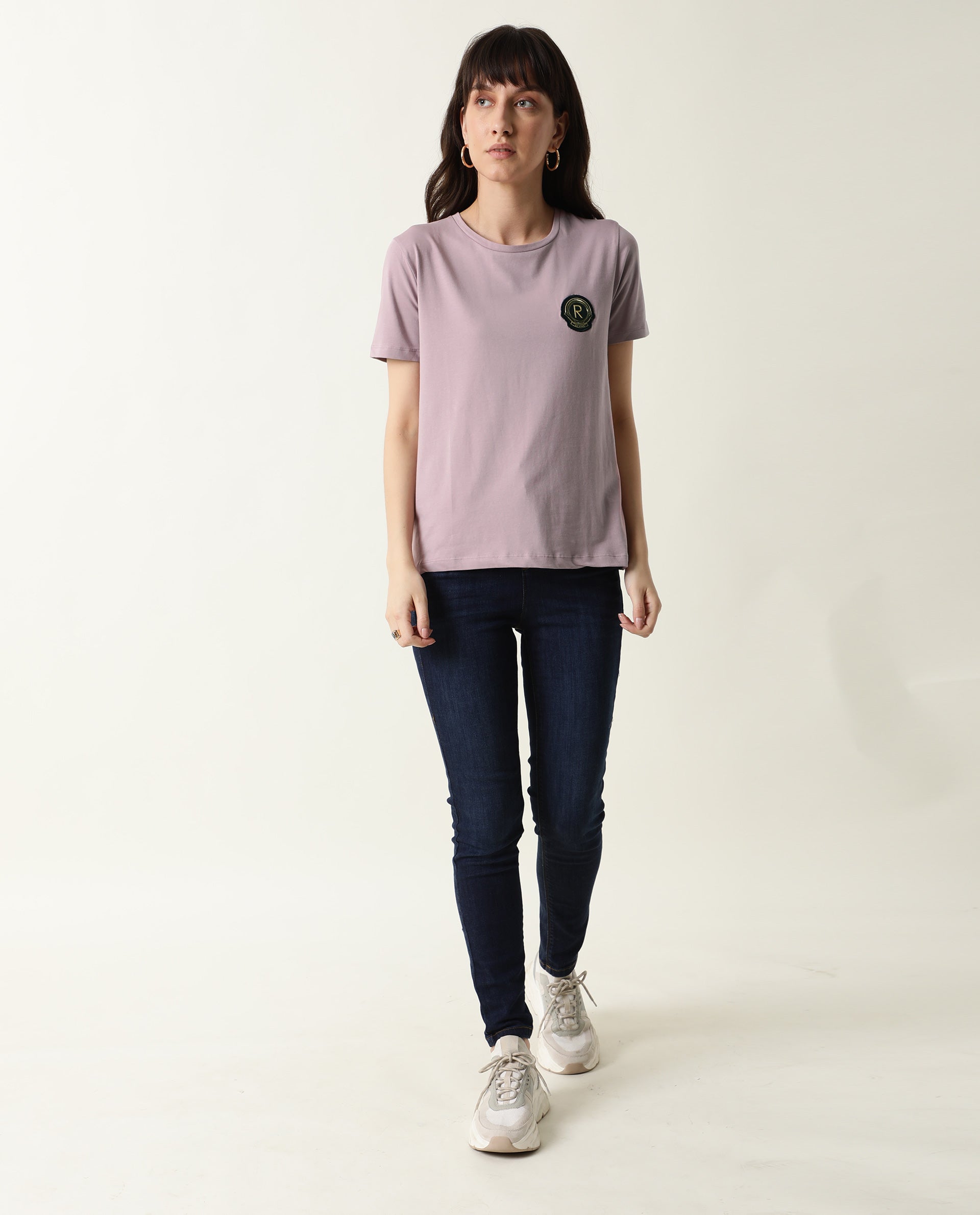 WOMENS FUJI PINK COTTON FABRIC SLIM FIT SHORT SLEEVE ROUND NECK