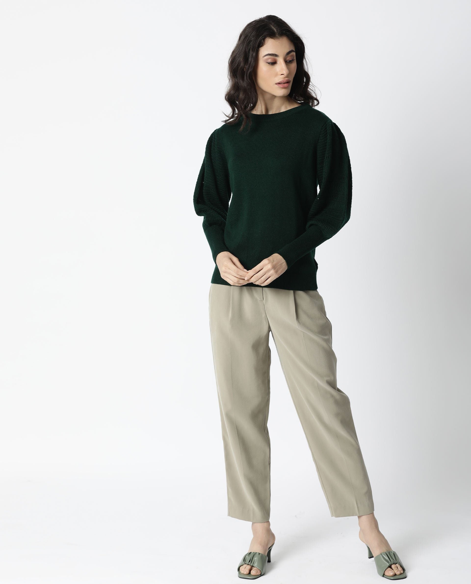 WOMEN'S MARINA GREEN TOP FULL SLEEVES