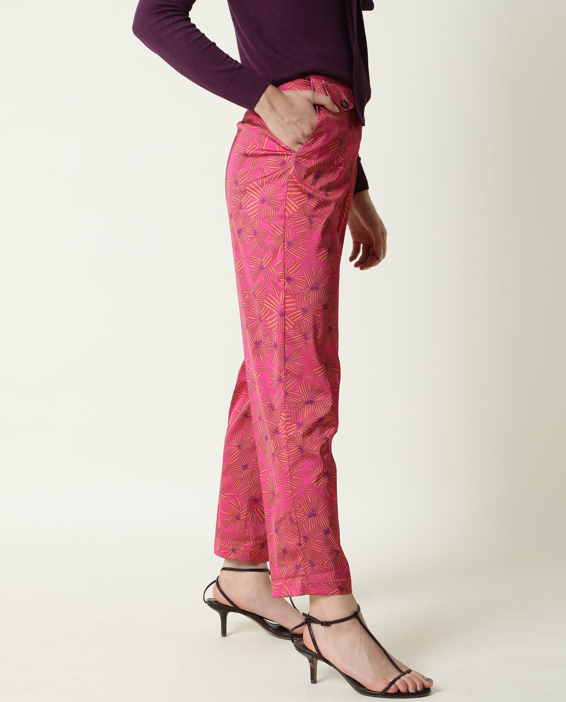 WOMEN'S CATEPIL PINK TROUSERS MODAL FABRIC SOLID