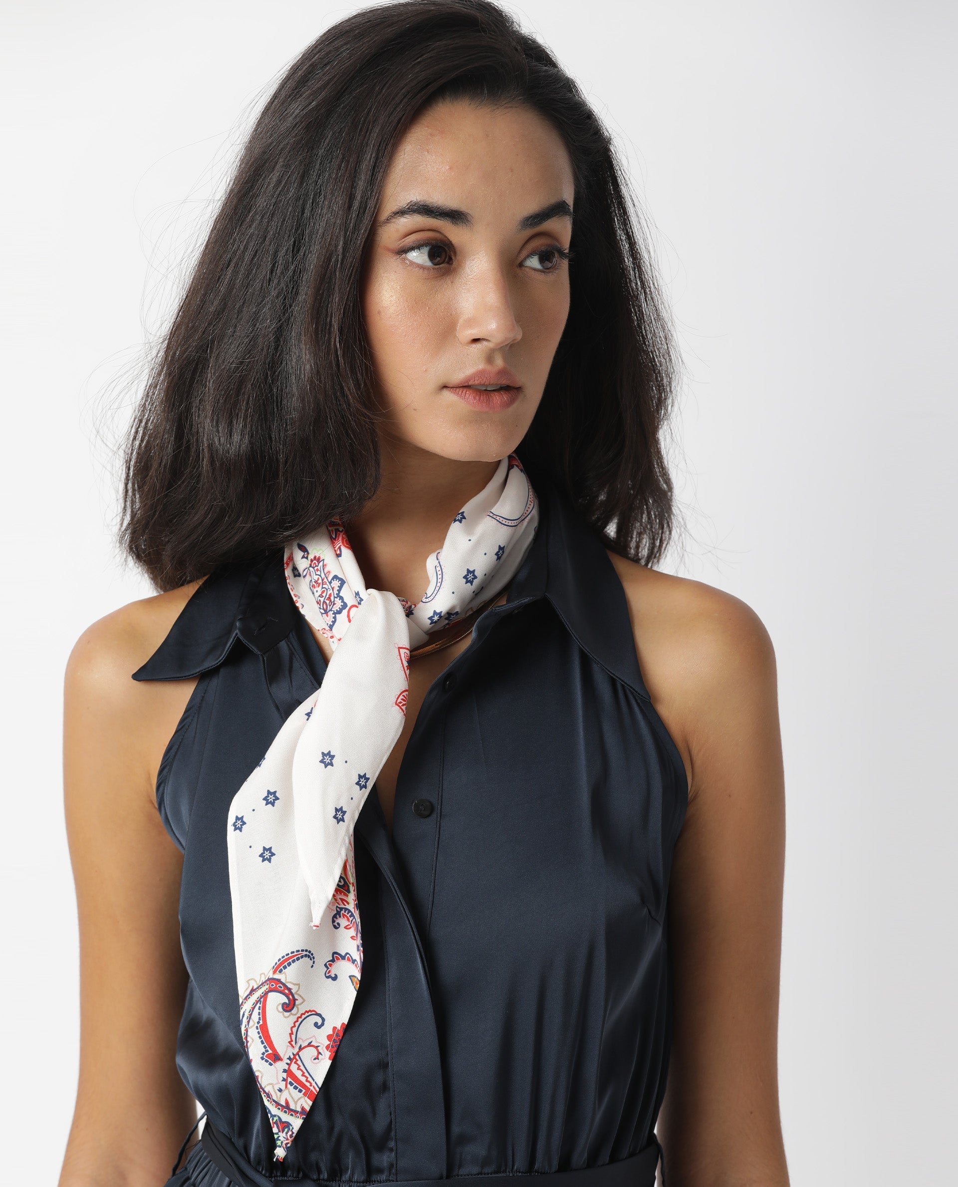 WOMEN'S SARAH WHITE SCARF COTTON SILK FABRIC