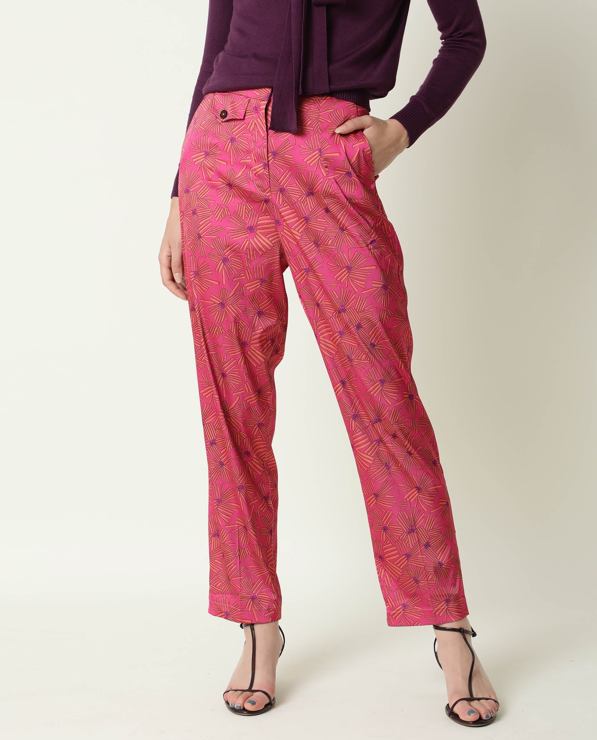 WOMEN'S CATEPIL PINK TROUSERS MODAL FABRIC SOLID