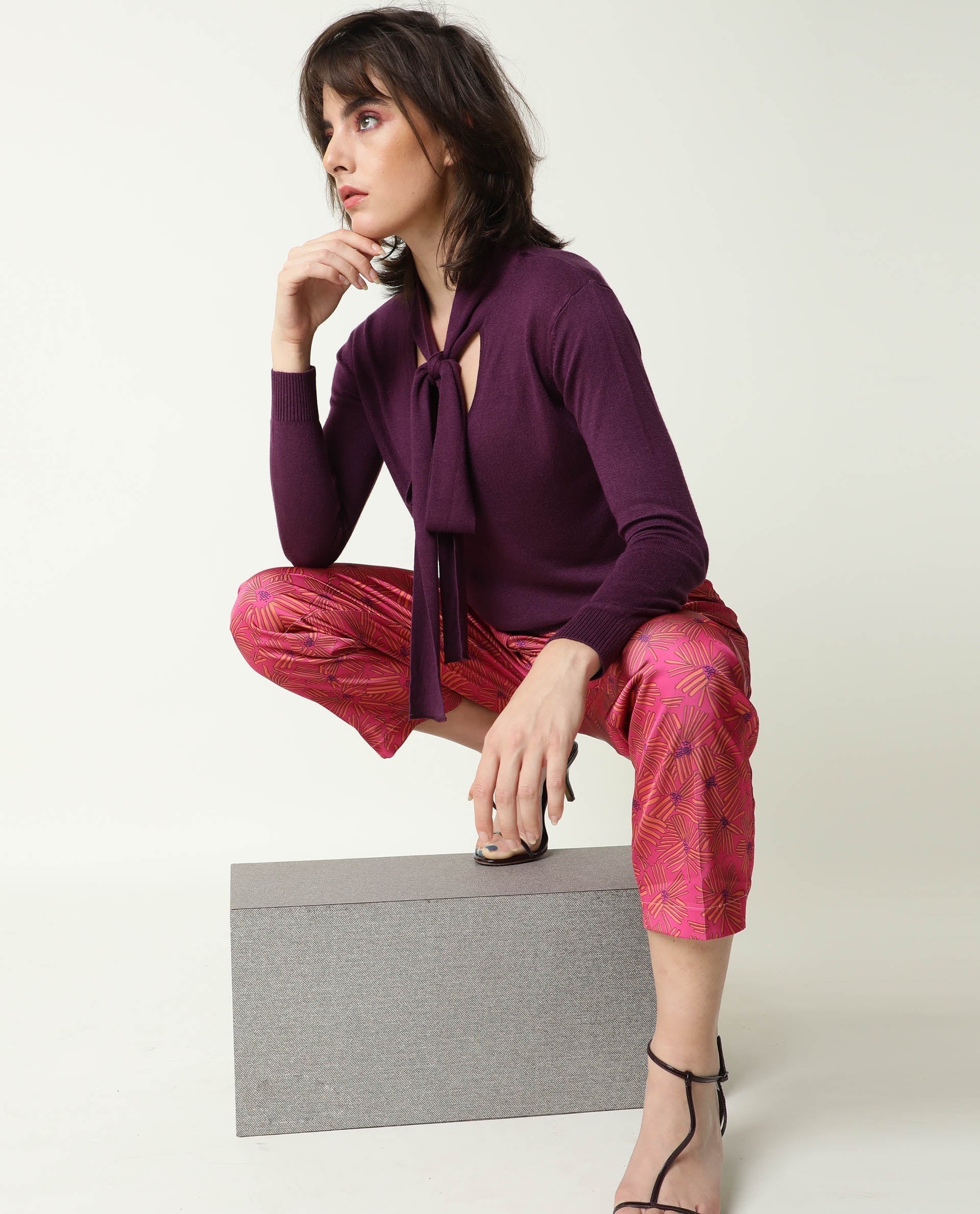 WOMEN'S CATEPIL PINK TROUSERS MODAL FABRIC SOLID