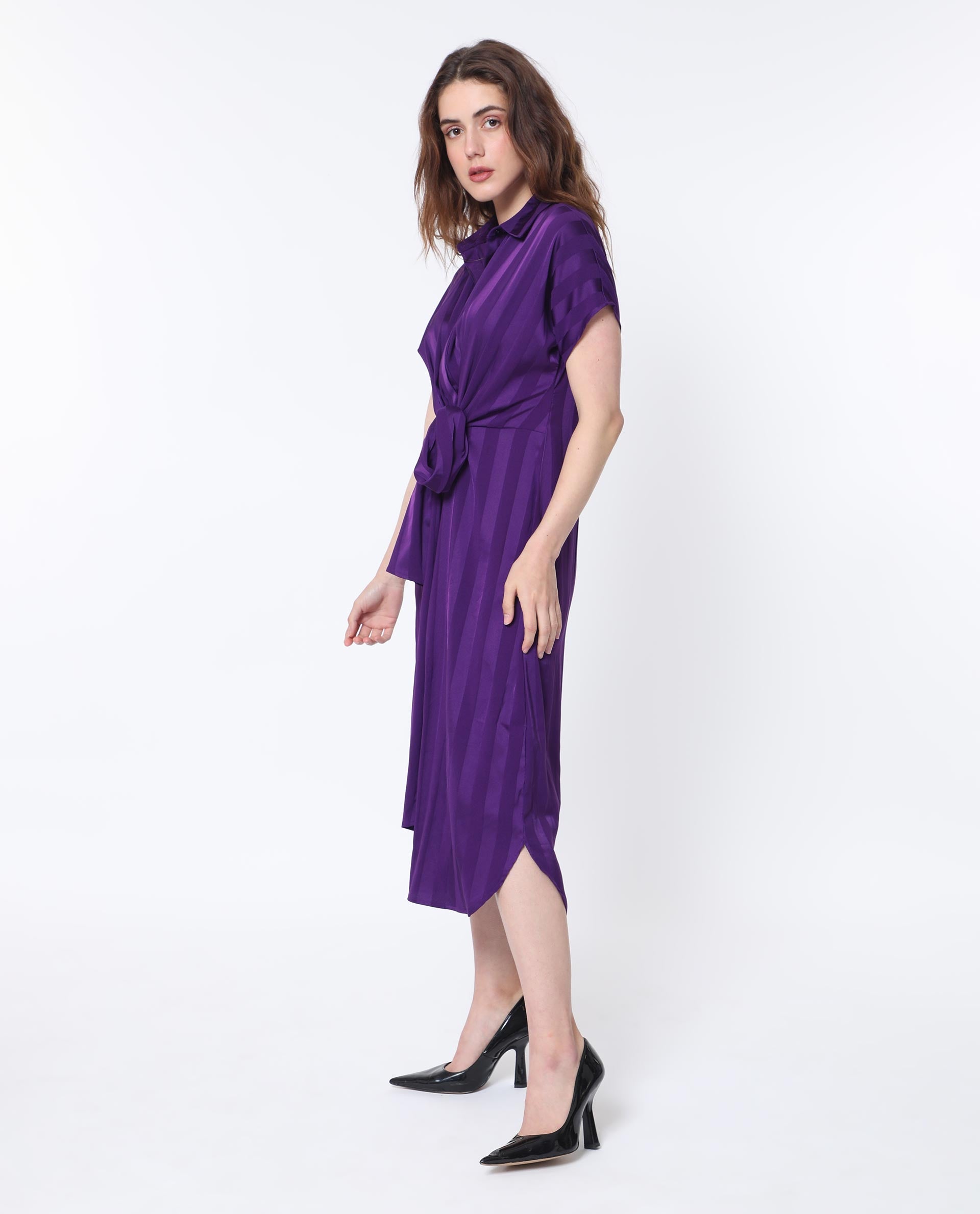 WOMEN'S NEKOP DARK PURPLE DRESS SOLID