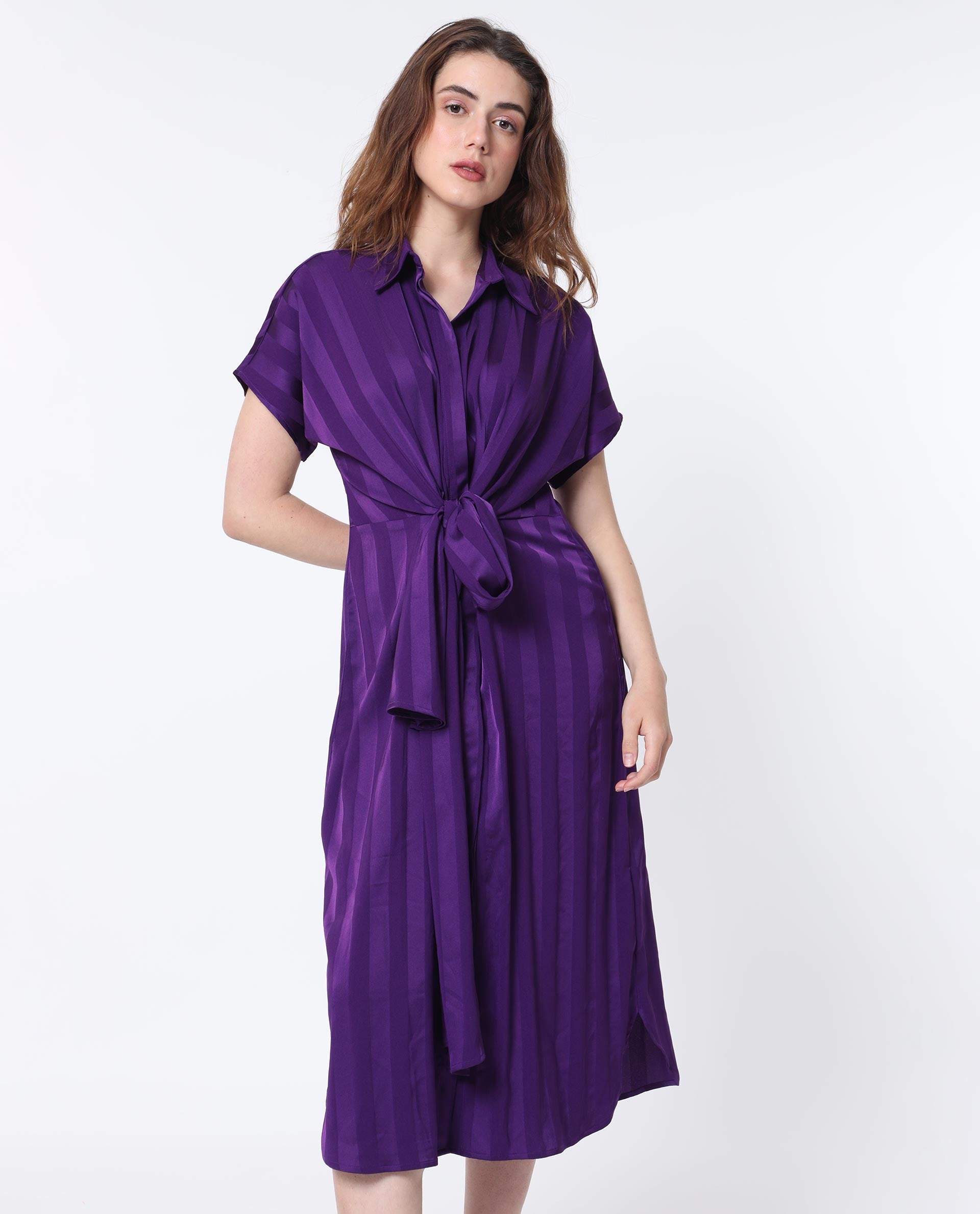 WOMEN'S NEKOP DARK PURPLE DRESS SOLID