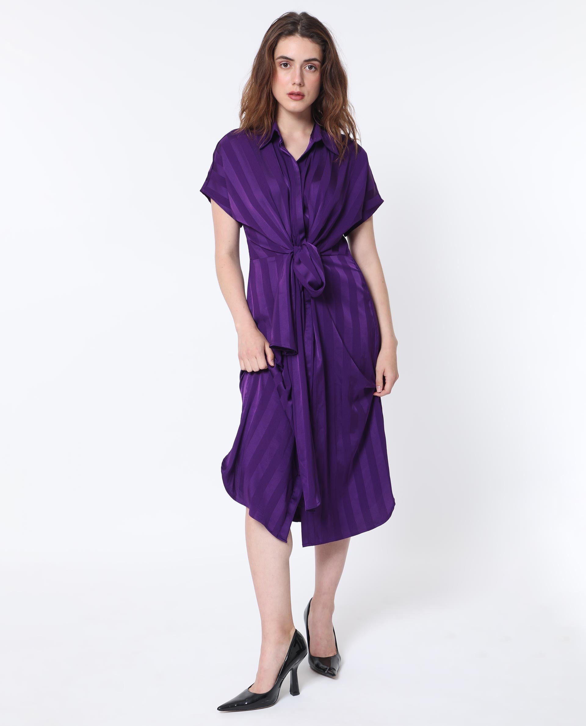 WOMEN'S NEKOP DARK PURPLE DRESS SOLID