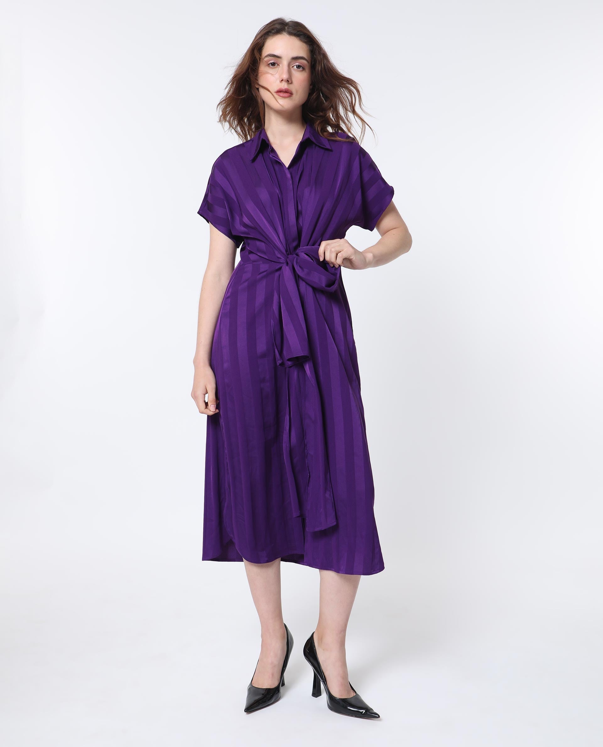 WOMEN'S NEKOP DARK PURPLE DRESS SOLID