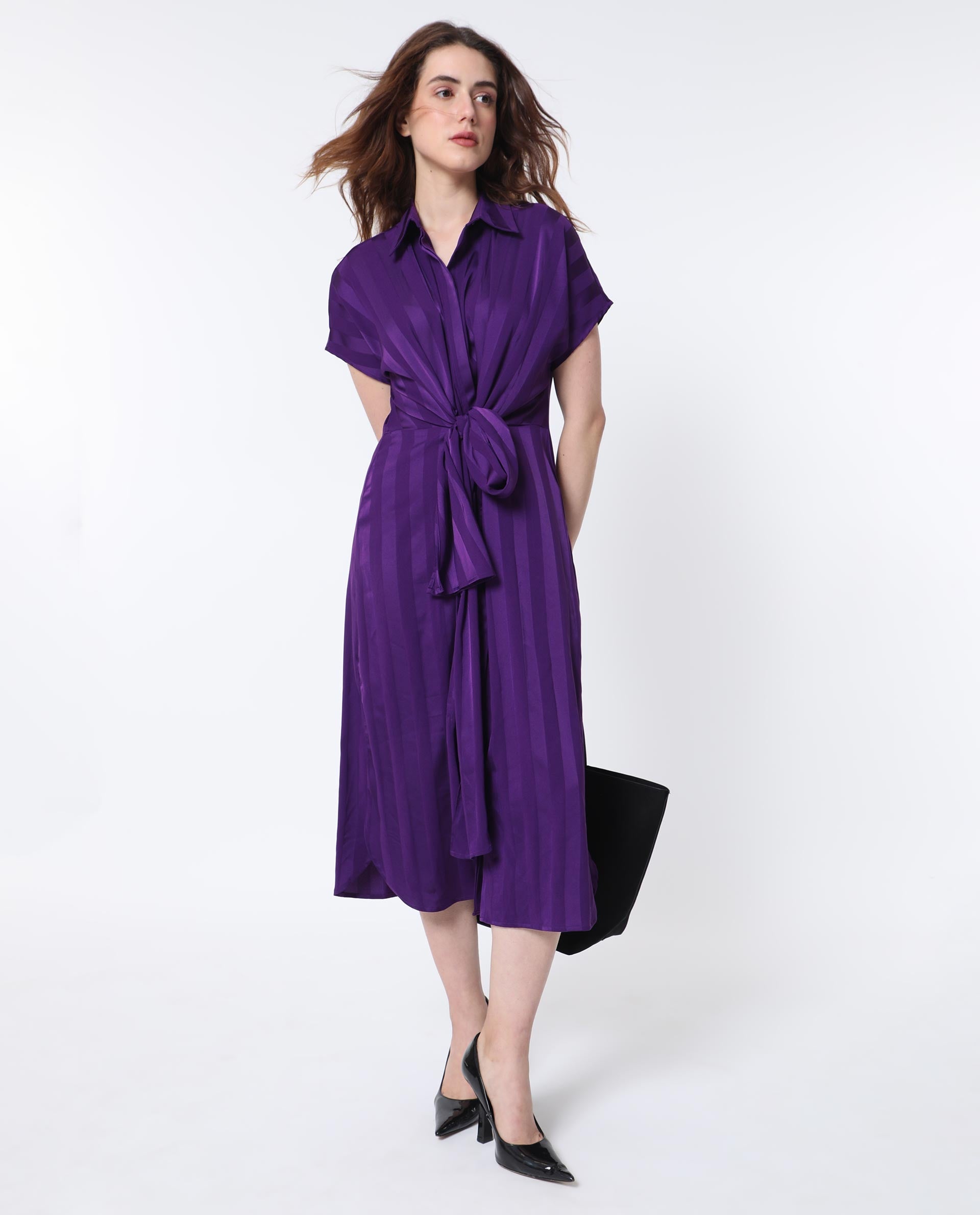 WOMEN'S NEKOP DARK PURPLE DRESS SOLID