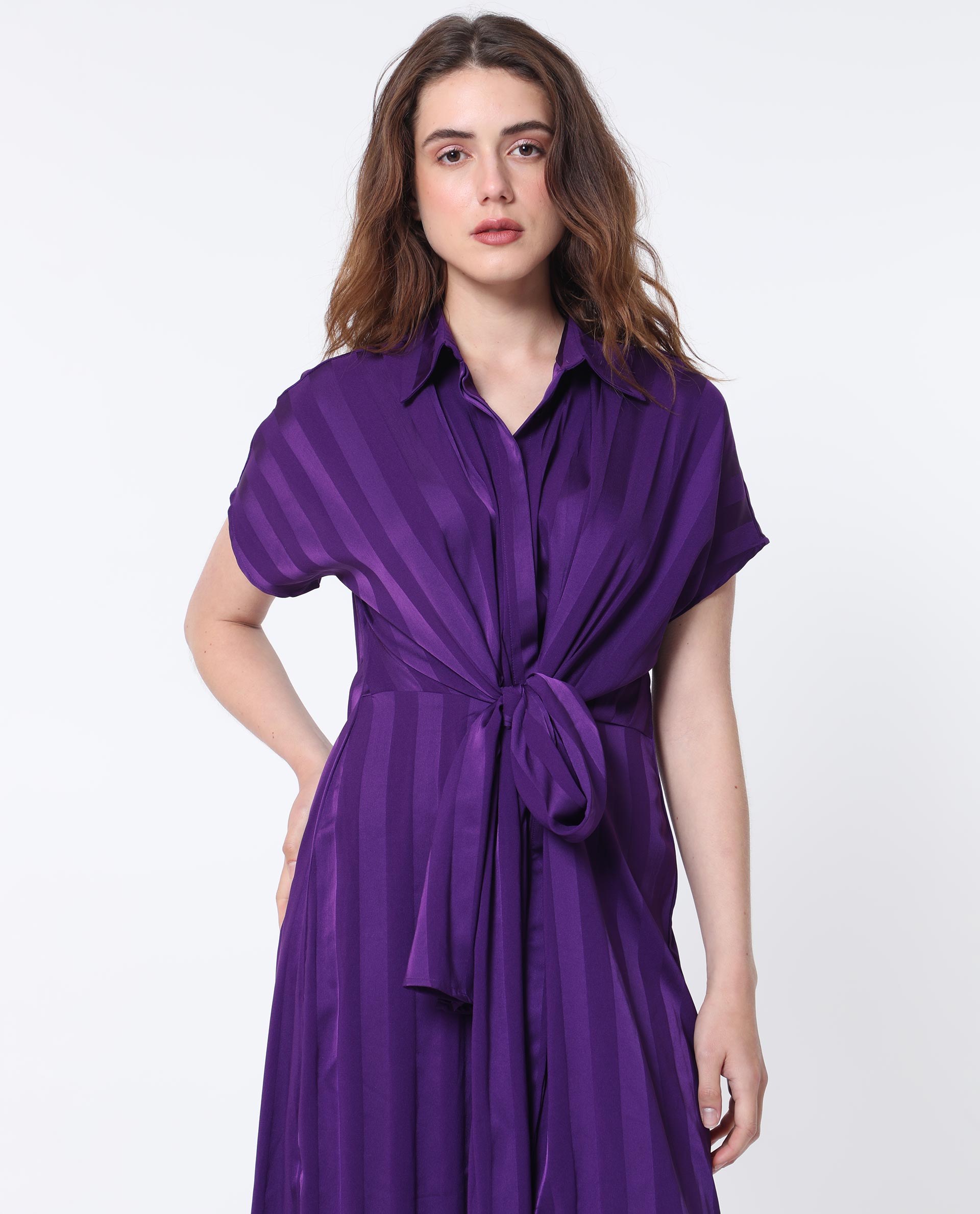 WOMEN'S NEKOP DARK PURPLE DRESS SOLID