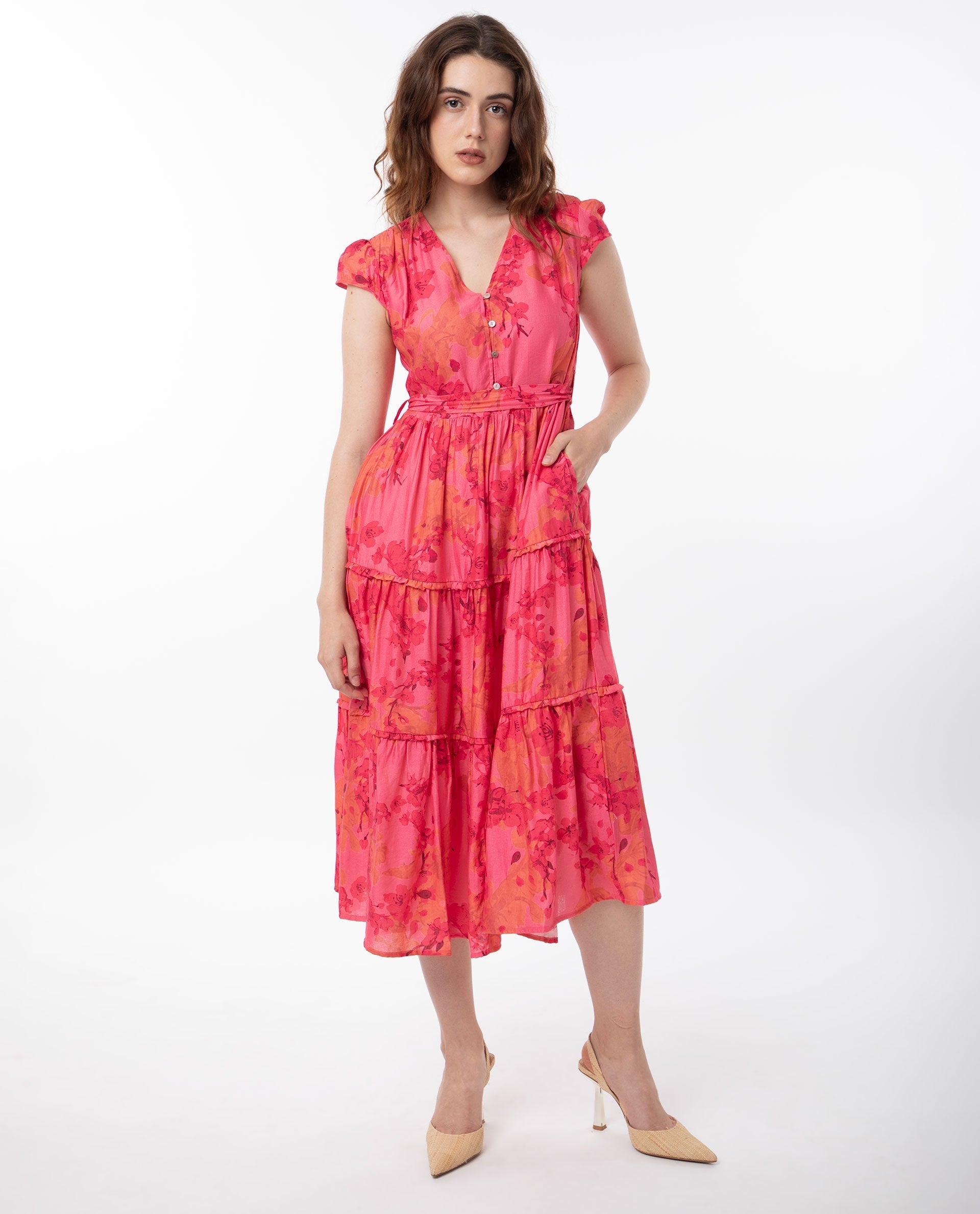 WOMEN'S RAUENA PINK DRESS PRINTED