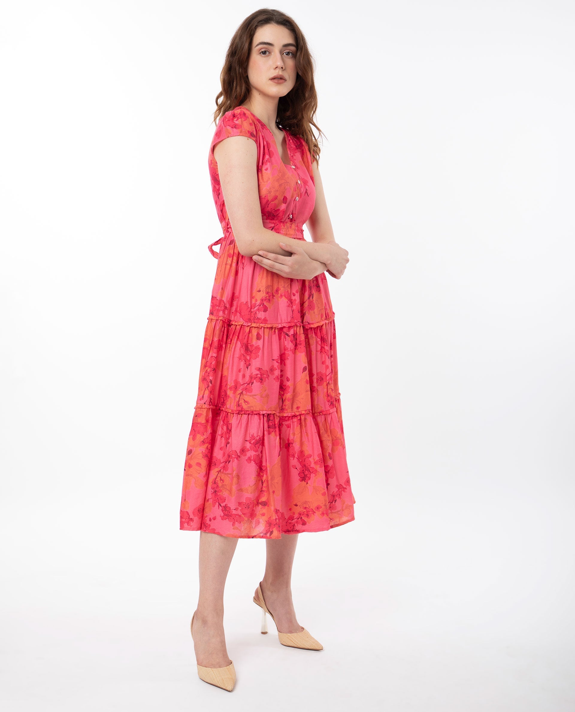 WOMEN'S RAUENA PINK DRESS PRINTED