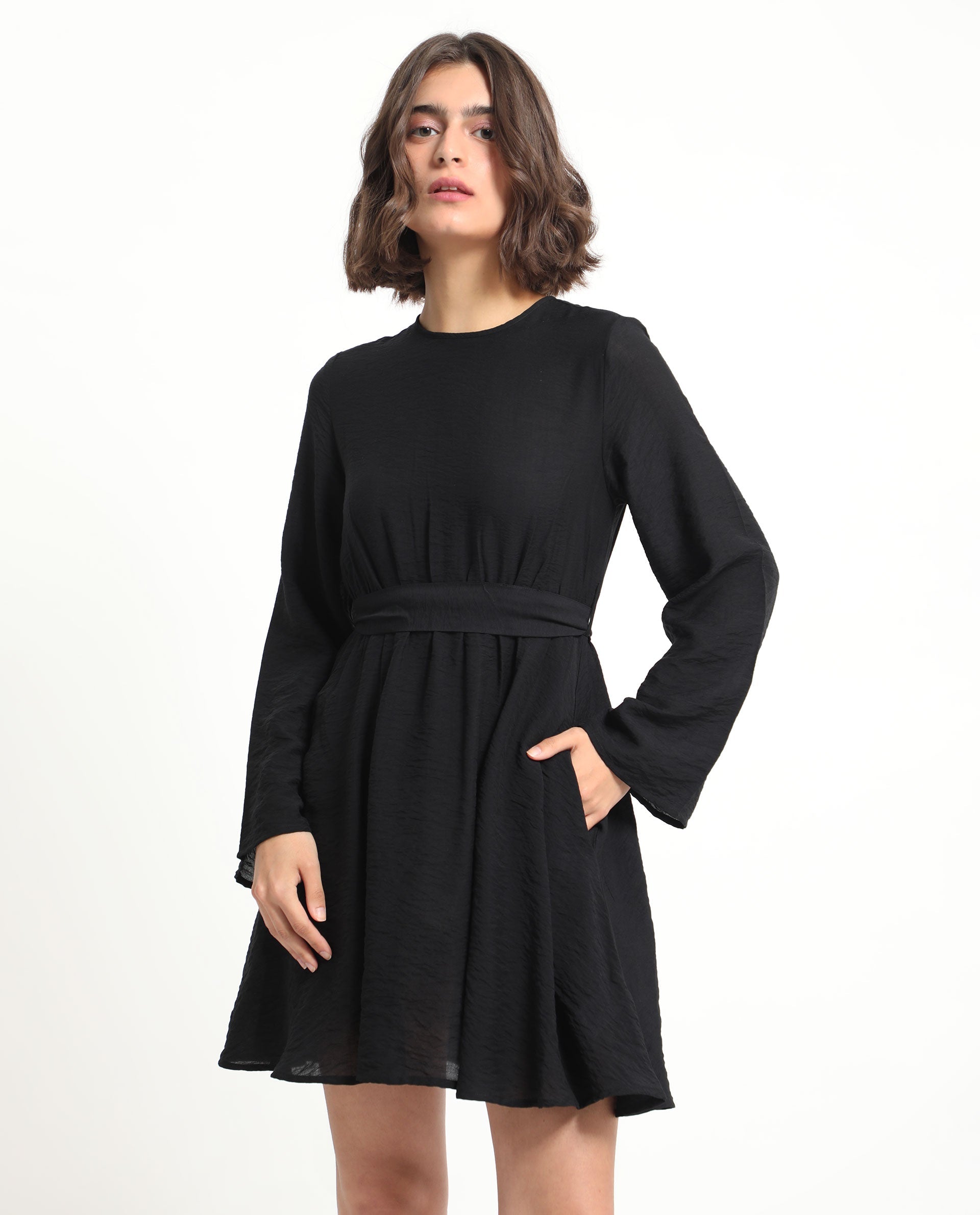 WOMEN'S SAHAR BLACK DRESS SOLID