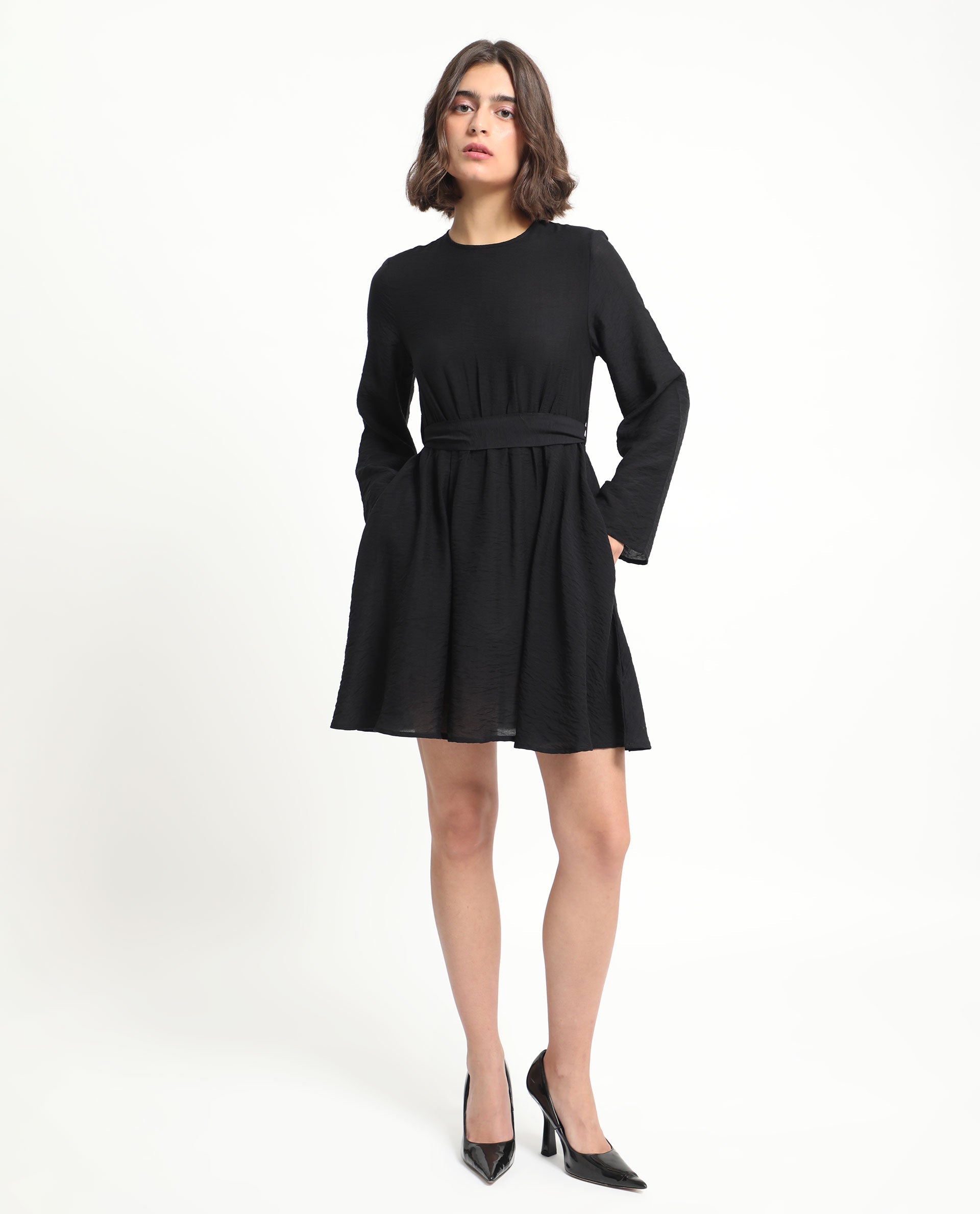 WOMEN'S SAHAR BLACK DRESS SOLID