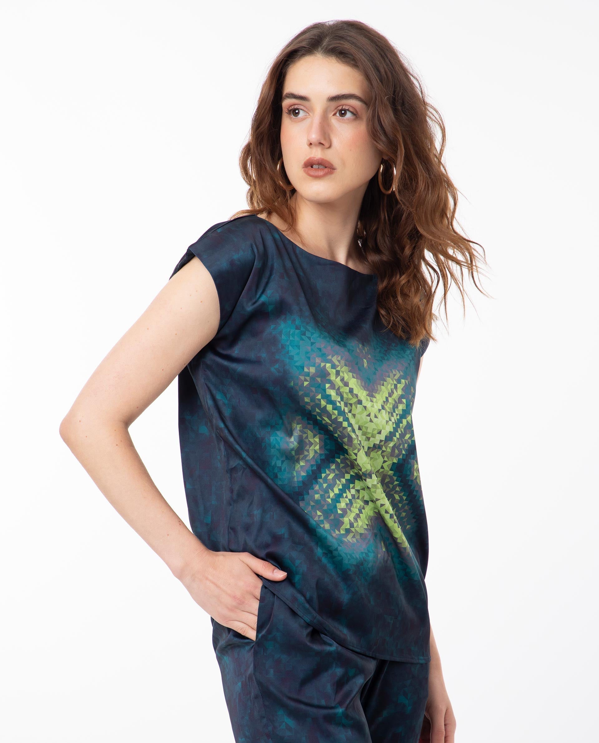 WOMEN'S TAUBE MULTI TOP POLYESTER FABRIC PRINTED