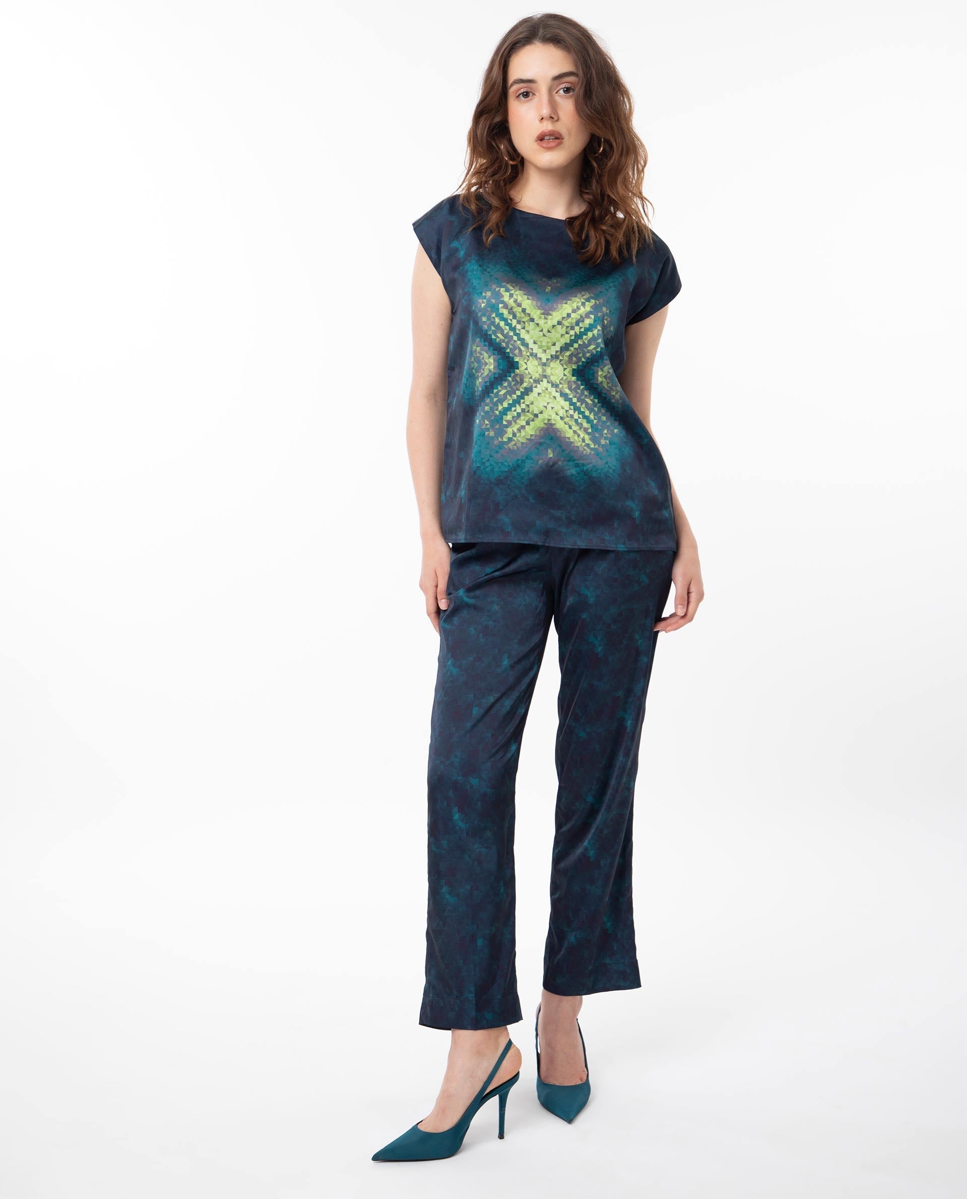 WOMEN'S TAUBE MULTI TOP POLYESTER FABRIC PRINTED