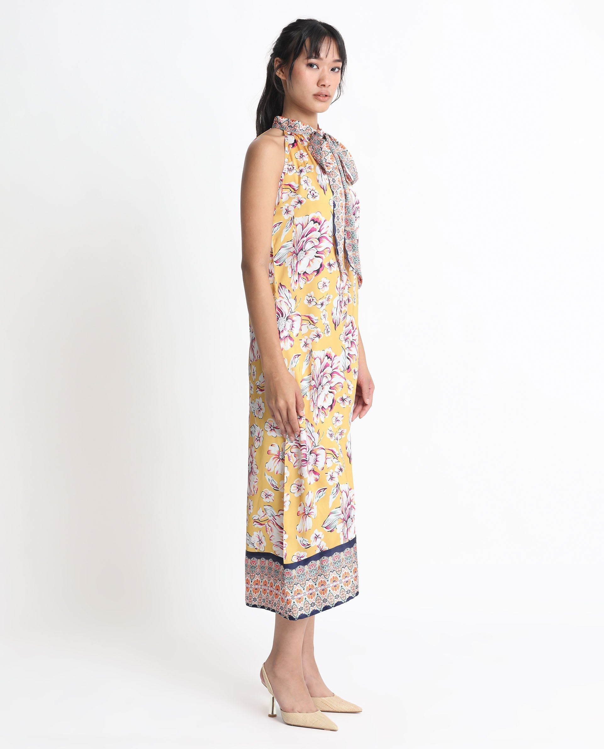 WOMEN'S XANDER YELLOW DRESS PRINTED