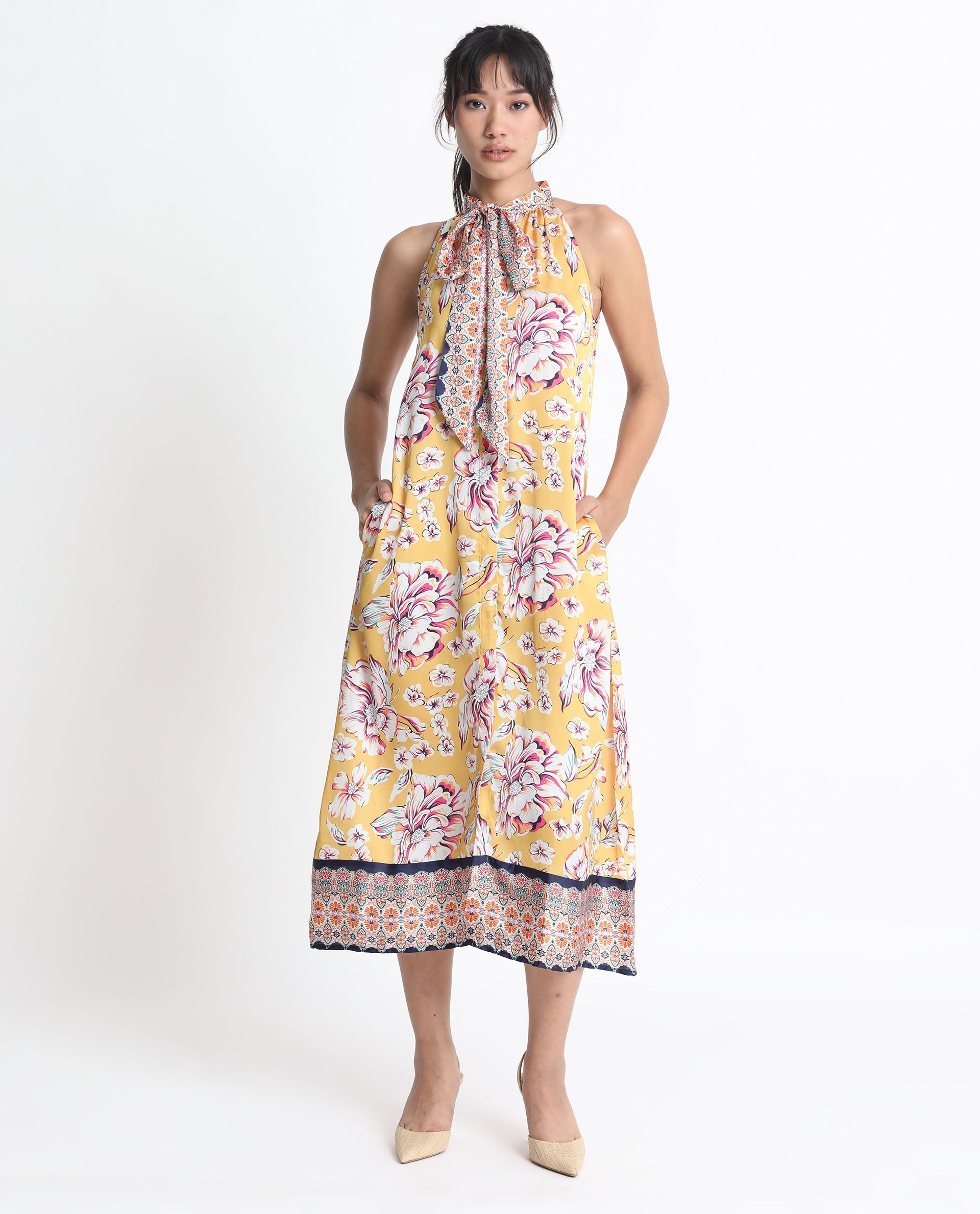 WOMEN'S XANDER YELLOW DRESS PRINTED