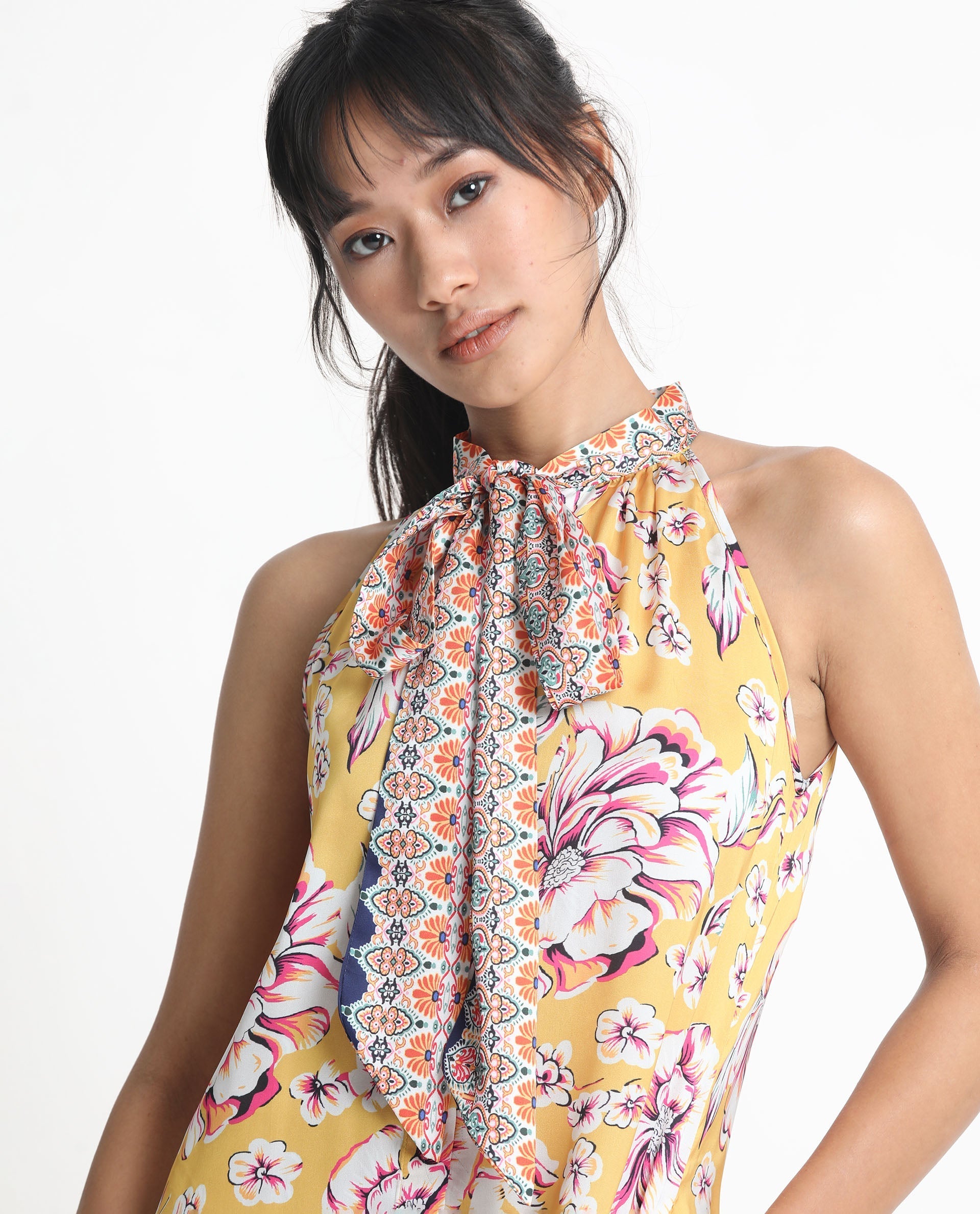 WOMEN'S XANDER YELLOW DRESS PRINTED