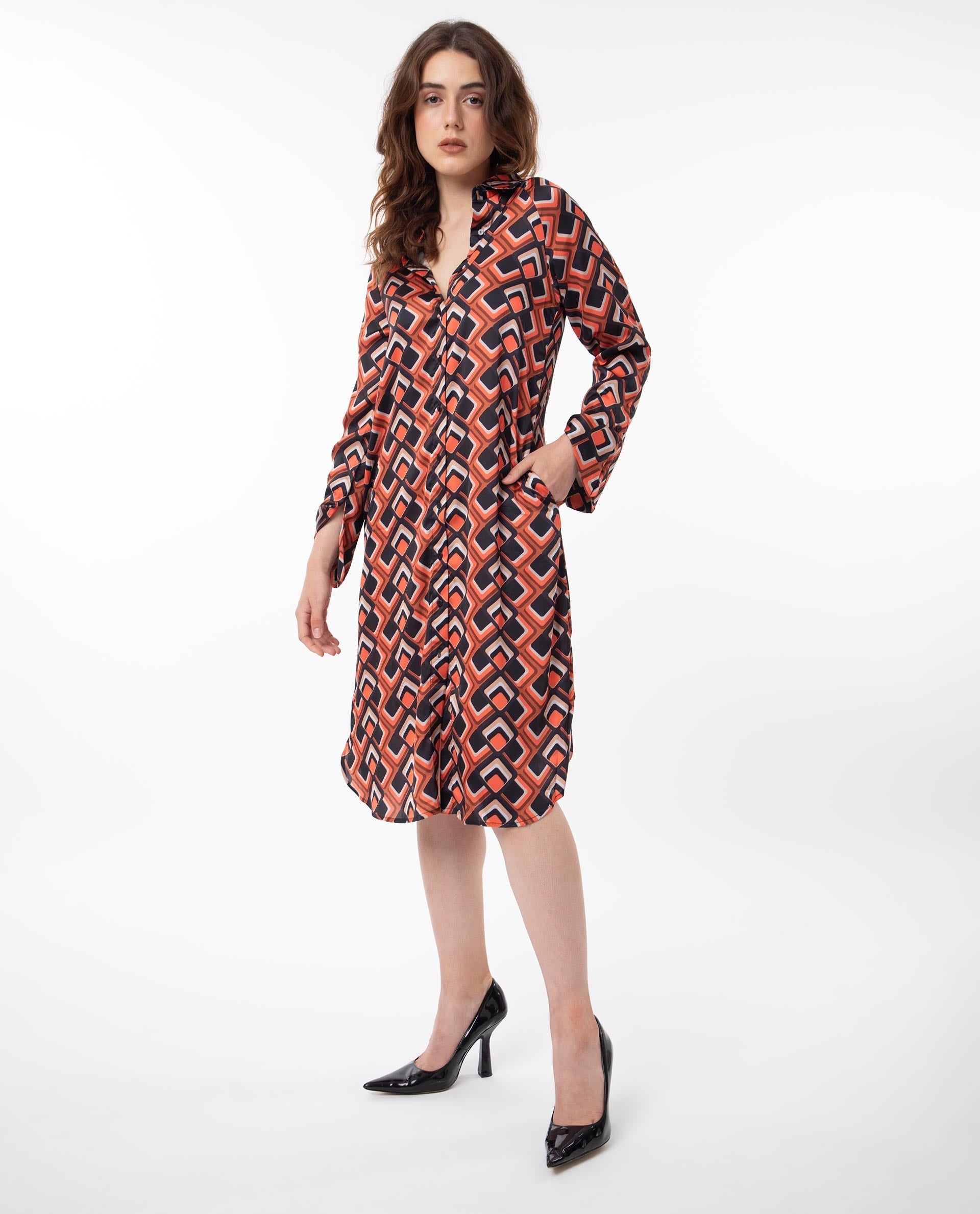 WOMEN'S ZWERG ORANGE DRESS PRINTED