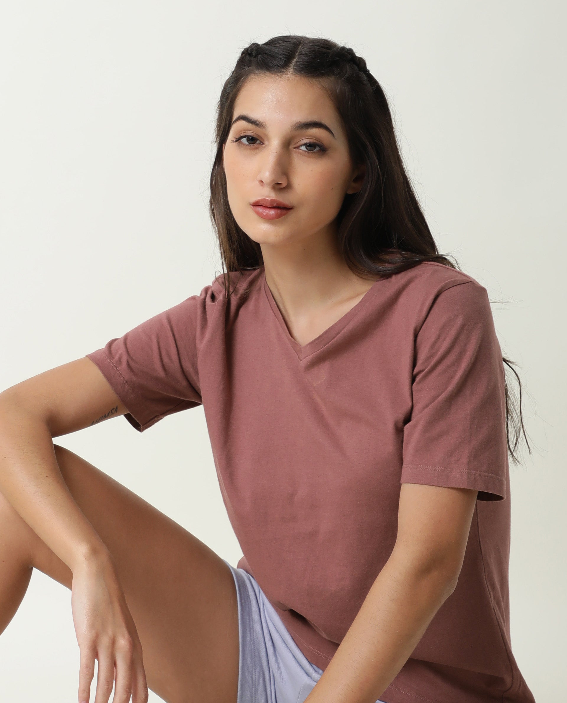 V-NECK TEE CLAY PINK WOMEN