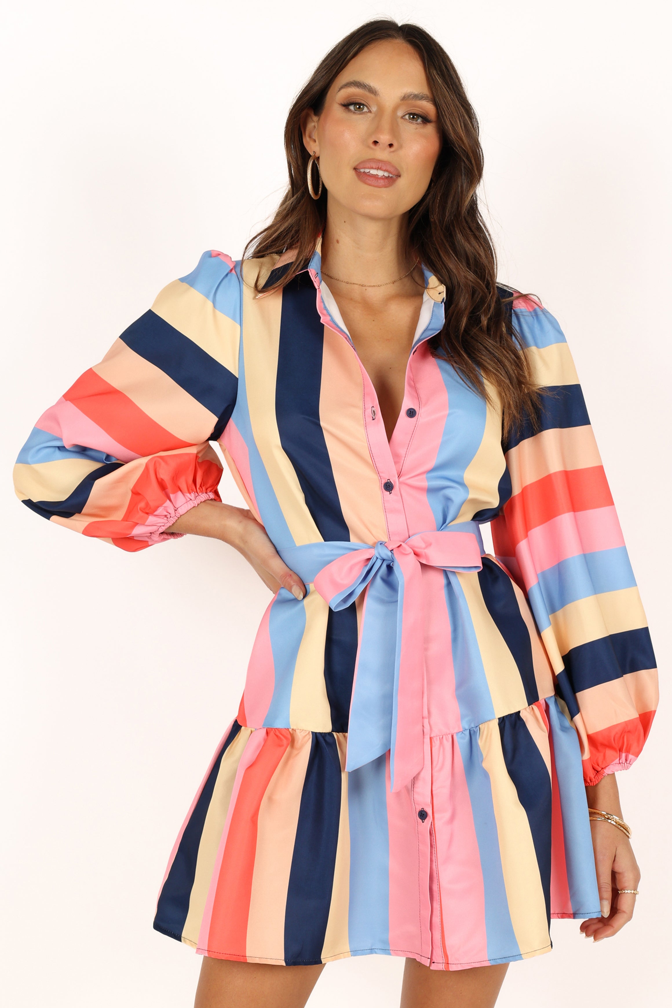Cobella Long Sleeve Mini Dress - Multi Coloured
