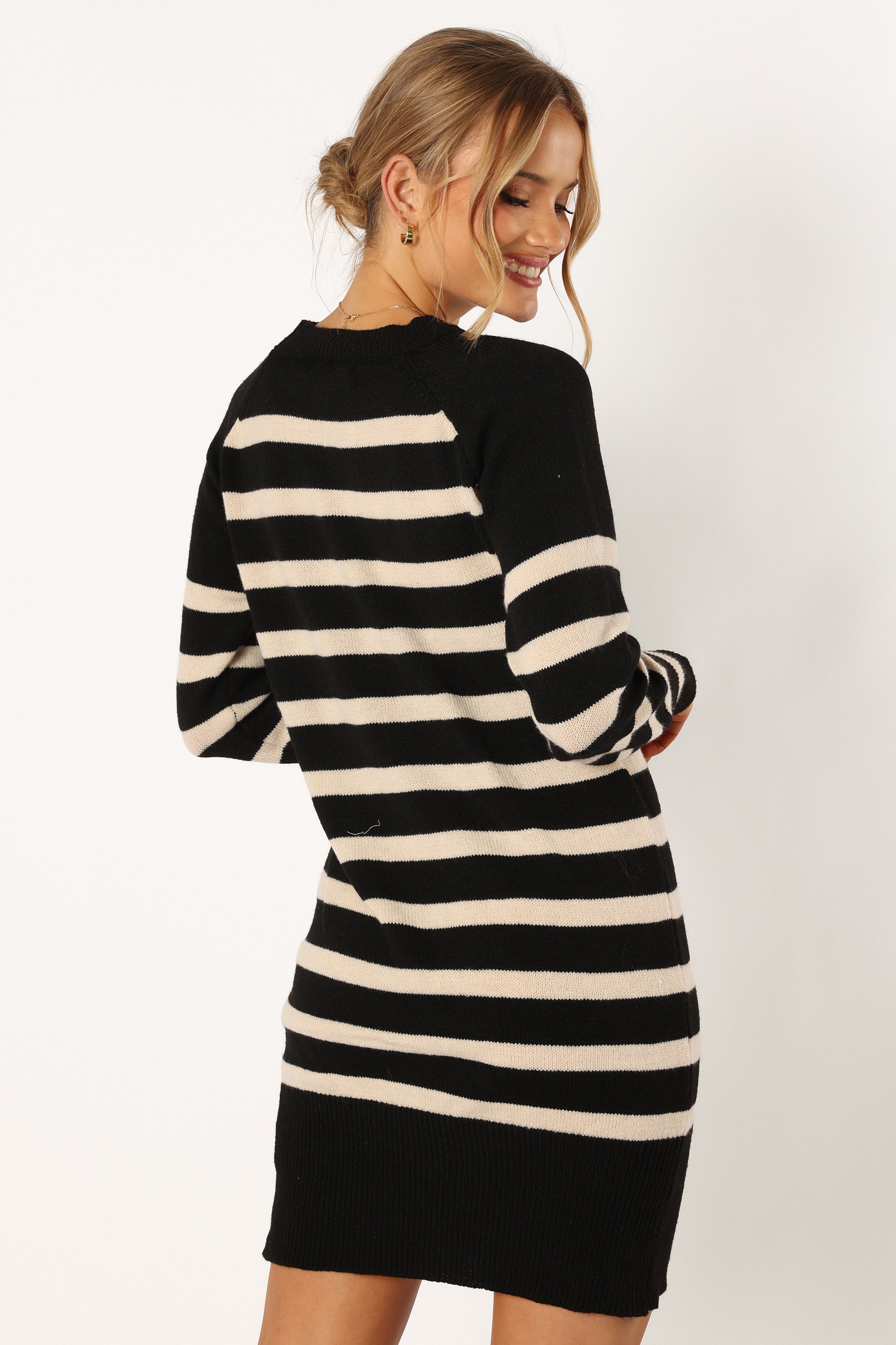 Willa Long Sleeve Mini Dress - Black White