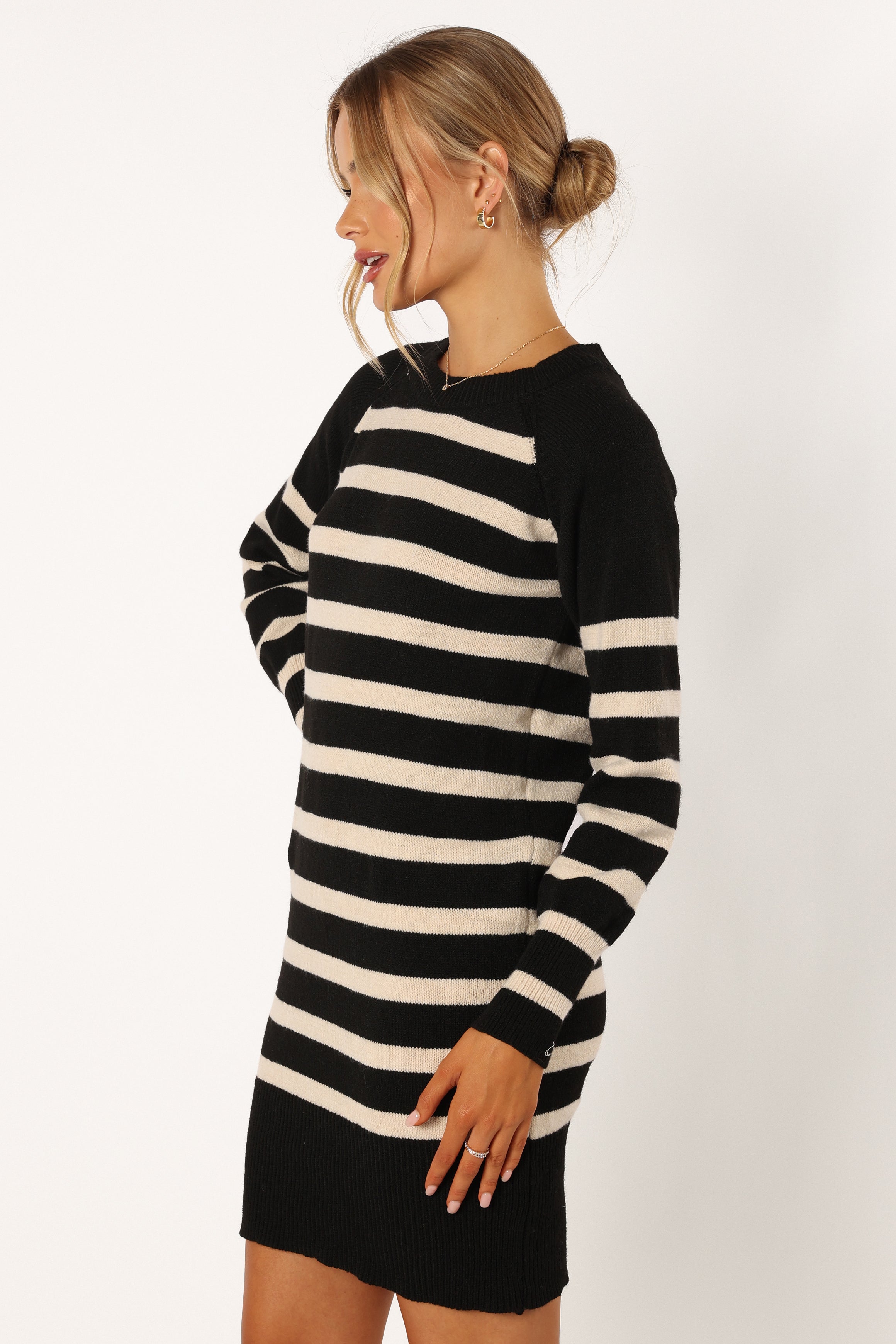 Willa Long Sleeve Mini Dress - Black White